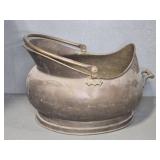 Brass Coal Scuttle With Handle and Patina
