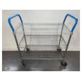Metal Utility Cart with Three Wire Shelves