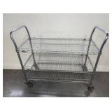 Three-Tier Chrome Wire Utility Cart on Casters