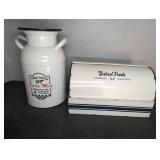 White Farmhouse Milk Can and Bread Box Set