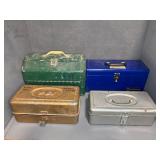 Four Metal Toolboxes with Tools