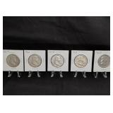 5 Franklin Half Dollars, 1961-1963