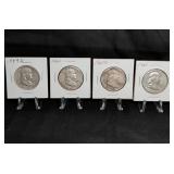 Four Franklin Half Dollars