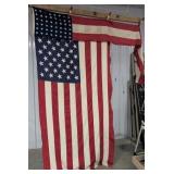 Two U.S. Flags, 50-Star and Partial 48-Star, Linen