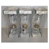 Three Traditional Glass Oil Lamps