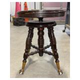Wood Piano Stool With Claw Feet and Glass