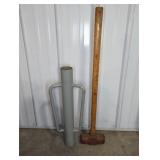 Metal Post Driver and Wooden Handle Sledgehammer