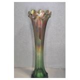Green Iridescent Carnival Glass Vase