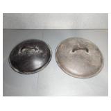 Two Cast Iron Pot Lids with Handles