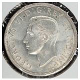 1939 Canadian Silver Dollar Coin with Parliament