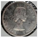 1959 Canadian Silver Dollar Coin