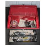Metal Toolbox with Socket Set and Tools