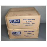 Two Cartons of Uline White T-Shirt Bags