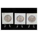 Three Walking Liberty Half Dollars