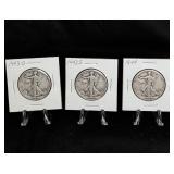 Three Walking Liberty Half Dollars