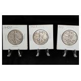 Three Walking Liberty Half Dollars