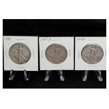 Three Walking Liberty Half Dollars