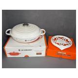 Le Creuset White Enameled Cast Iron Set