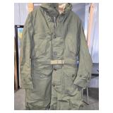 Green Military-Style Wool-Lined Parka Coat