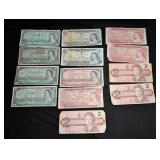 Canada Banknotes $1 & $2 (1954-1973-1986)