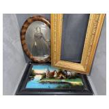 Gild Frame, Oval Frame, and Landscape Artwork