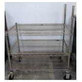 Metal Utility Cart with Three Shelves on Casters