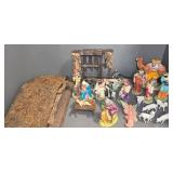 Italian Ceramic Nativity Set with Plastic Sheep