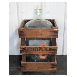 Wood Crate with Glass Bottle, Queen City Label