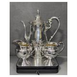 Wallace Sterling Silver Tea Set with Gold Wash