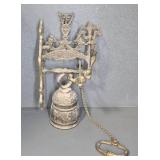 Ornate Brass Wall-Mounted Bell With Pull Chain