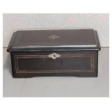 Victorian-Style Black Music Box with Inlay