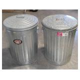 Two 20-Gallon Galvanized Steel Trash Cans