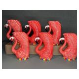 Six Diageo Ceramic Flamingo Pitchers
