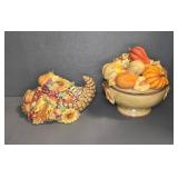 Fitz and Floyd Harvest Cookie Jars Pair