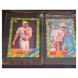 1986 Topps Football Cards with Rice & Young