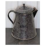 Black Speckled Enamel Coffee Pot, 13" Tall