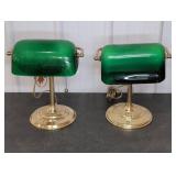 Brass Bankerï¿½s Lamps with Green Shades