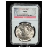 1922 Peace Silver Dollar NGC MS63 Graded Coin
