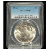 1923 Peace Dollar Graded PCGS MS62