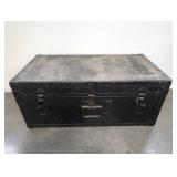 Military Metal Storage Trunk with Lid Clasps