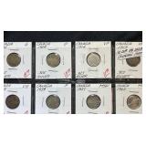 8 Canada Silver Dimes from 1937-1962