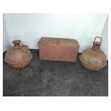 Rustic Farm Implement Tool Box and Lanterns