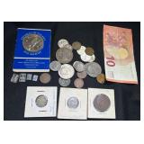 Group of Coins and Currency with Silver