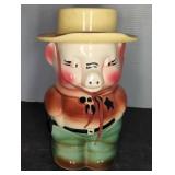 11.5-Inch Ceramic Pig Cowboy Cookie Jar