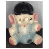 Ceramic Elephant Cookie Jar with Black Hat