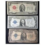 Three Series 1928 US Currency Notes