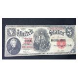 1907 $5 United States Large Note Currency