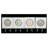 Four Canadian Silver Half Dollars (1943-1946)