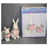 Fitz and Floyd Bunny and Flora Figurine Set