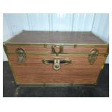 Wood and Brass Trunk With Side Handle